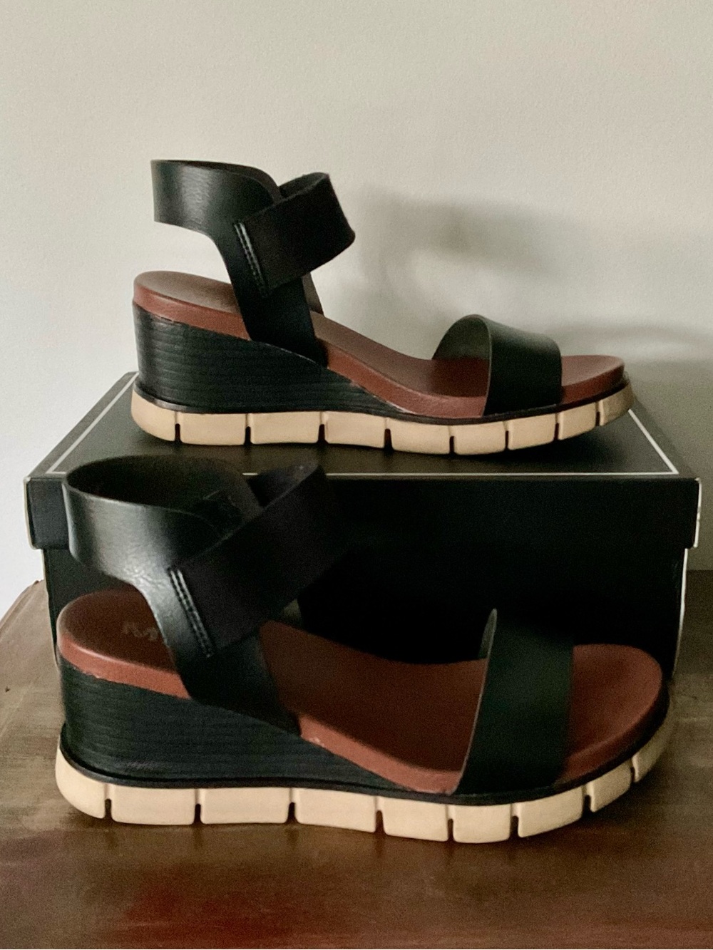 MIA Adley Black Wedge Sandal - 8.5
